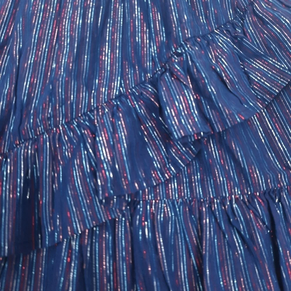 Oshkosh B'Gosh Metallic Thread Ruffle Skirt Red White‎ Blue Size 8 Girls